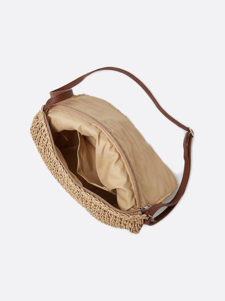 Sac bandoulière en paille et crochet