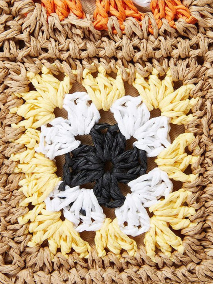 Sac bandoulière en paille et crochet